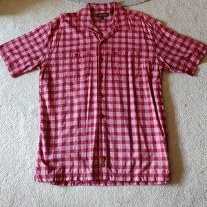 Timberland Weathergear Red Plaid Cotton Short Sleeve Button Down Shirt-EUC-XL